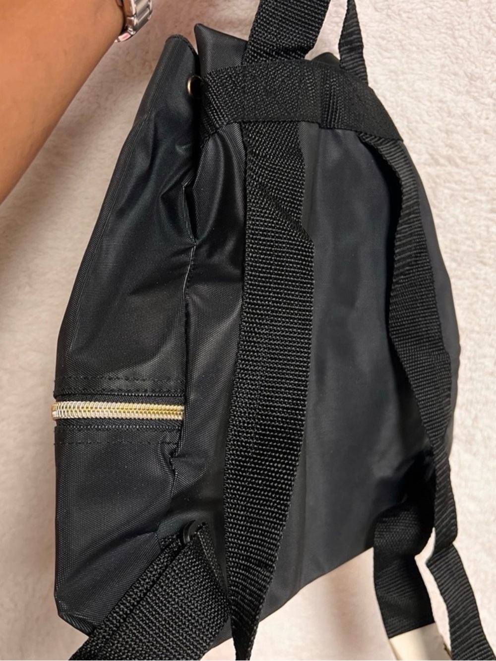 Black Drawstring Backpack - Picture 3 of 4